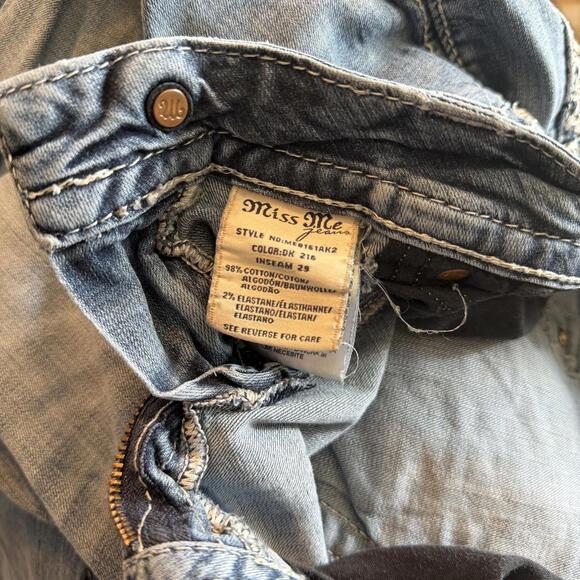 Miss Me Embellished Pocket Blue Denim Jeans Mid Rise Ankle Skinny - Picture 6 of 9